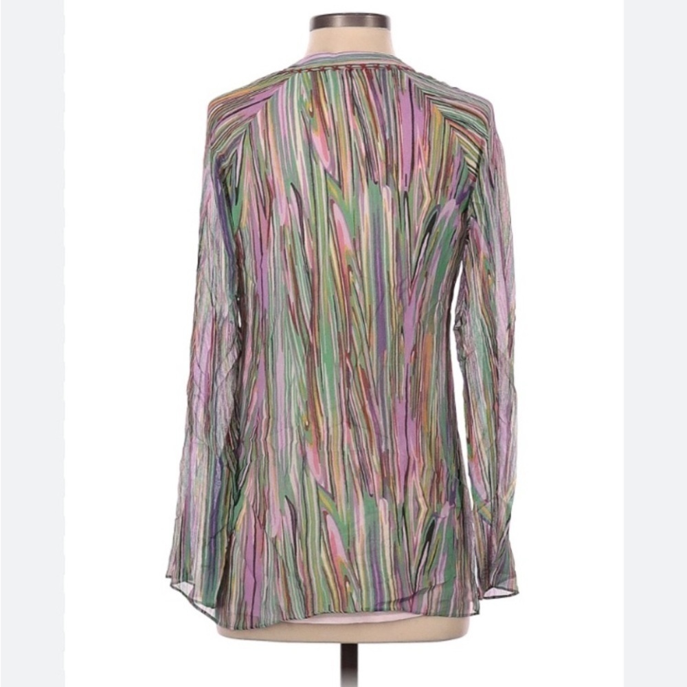 Sundance Multistripe V-Neck Long Sleeve Blouse in Pastel Hues - Picture 2 of 9